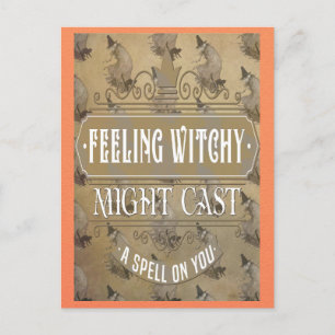 Underlig Vintage Halloween Witch Witchy Spell Vykort