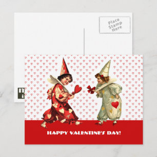 Underlig Vintage Kids Valentindag Postkort Helg Vykort