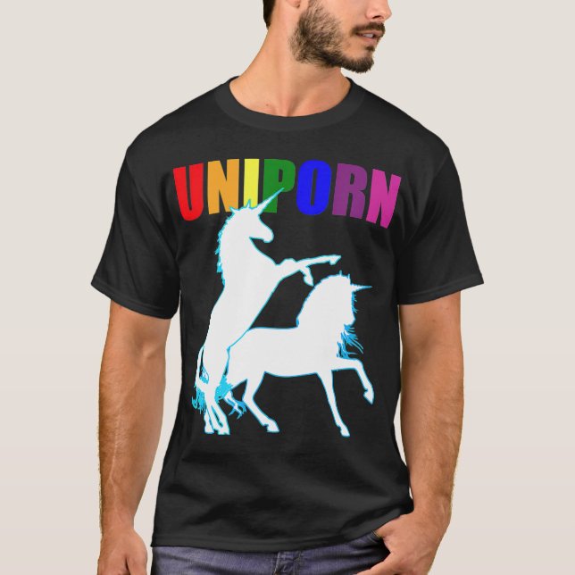Underlig Vuxen Gay Dirty Unicorn InLämplig Naught T Shirt (Framsida)