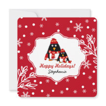 Underliga lilla Penguins Anpassningsbar julkort