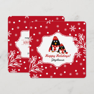 Underliga lilla Penguins Anpassningsbar julkort