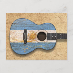 Underliggande argentinsk Flagga Acoustic Guitar Vykort