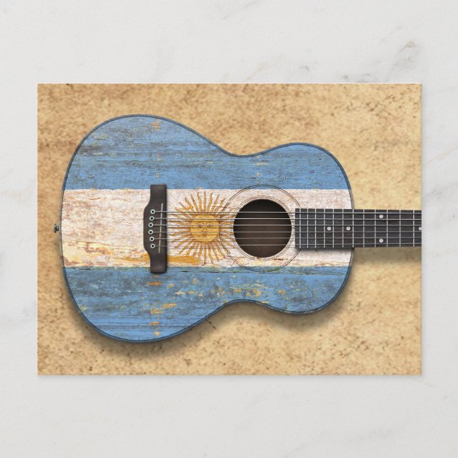 Underliggande argentinsk Flagga Acoustic Guitar Vykort (Framsida)