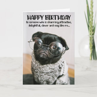 Underligt Cute Pug Birthday-hälsningskort Kort