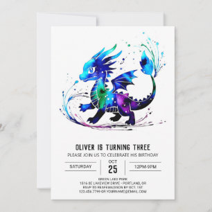 Underligt Fantasy Dragon Digital Boy Birthday Inbjudningar