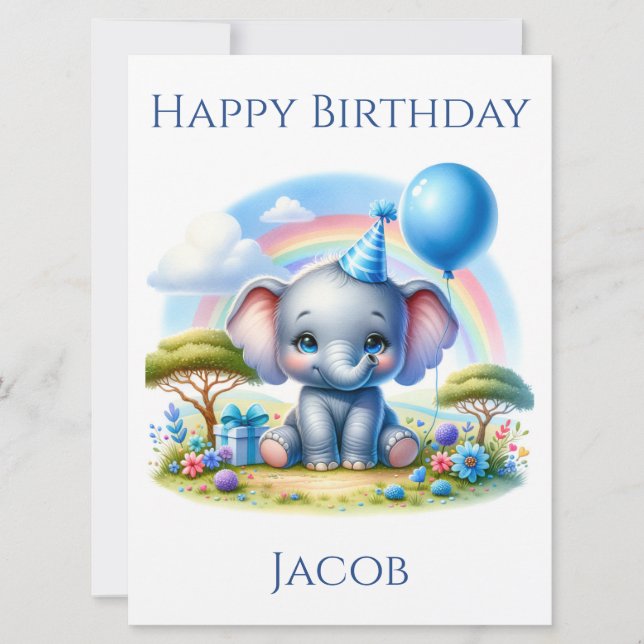 Underligt födelsedag Elephant Birthday Card (Framsida)