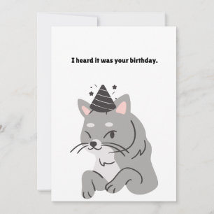 Underligt Grått Cat Birthday Greetings-kort Kort