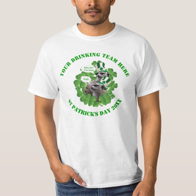 Underligt Irish meerkat St patrick's day-drickteam T-shirt (Framsida)