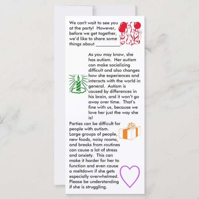 Underligt kort för Autism Birthday Girl (Framsida)