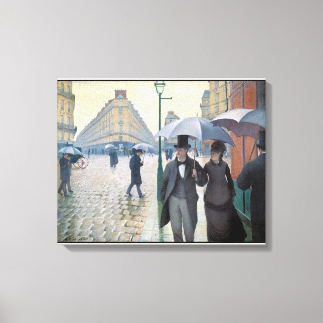 Underligt realistisk målning Rainy Day i Paris Canvastryck (Framsida)