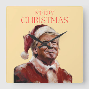 Underligt Trump Jultomten-julkort Fyrkantig Klocka