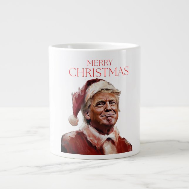 Underligt Trump Jultomten-julkort Jumbo Mugg (Framsidan)