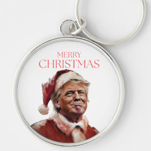 Underligt Trump Jultomten-julkort Rund Silverfärgad Nyckelring