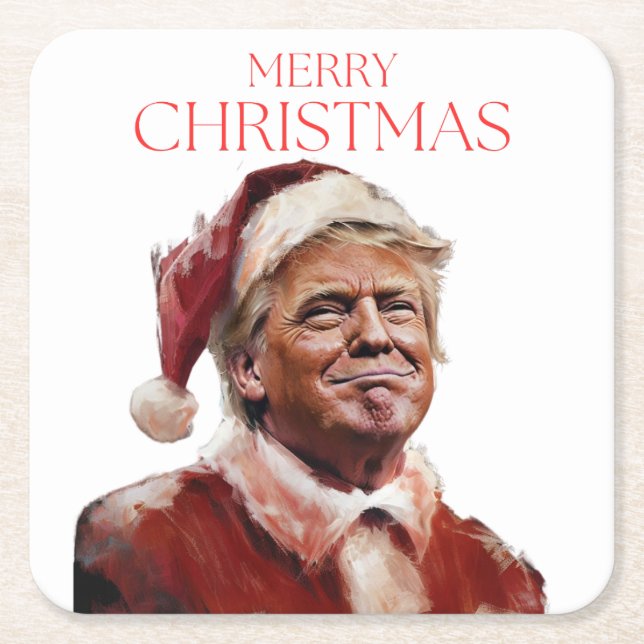 Underligt Trump Jultomten-julkort Underlägg Papper Kvadrat (Framsidan)