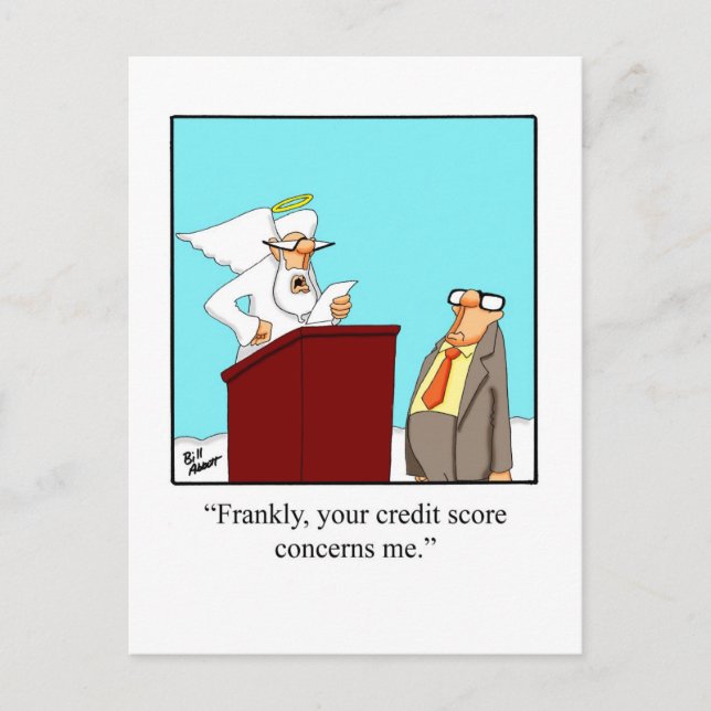 Underligt vykort för "Kredit Score Heaven" (Framsida)