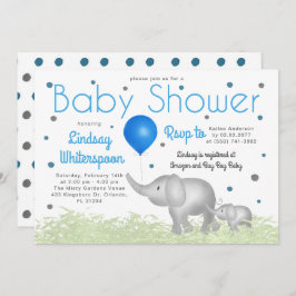 Undermålig Watercolor Elephants Boy Shower Inbjudningar