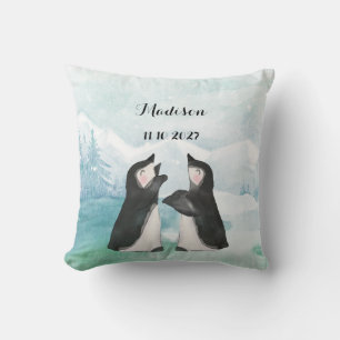 Undermåliga penguiner i Snö Landcape Baby Kudde