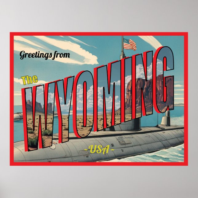 Undermarin Wyoming for USA Retro Postcard Poster (Framsidan)