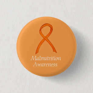 Undernäring Orange Medvetenhet Ribbon Anpassnings Knapp