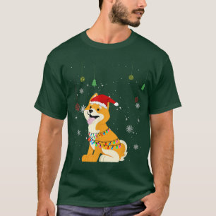 Underny Shiba Inu Hund Santa Hat jul Ljus Klipp ut T Shirt