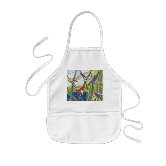 Underordnad Apron - Dragonfly Watercolor Design Barnförkläde (Framsidan)