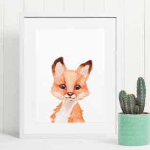 Underordnad dekoration för vattenfärg Baby Fox Ung Poster