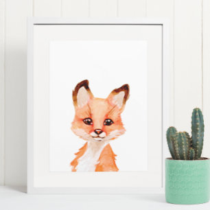 Underordnad dekoration för vattenfärg Baby Fox Ung Poster