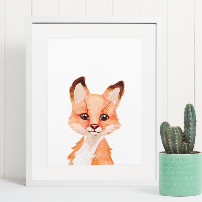 Underordnad dekoration för vattenfärg Baby Fox Ung Poster (Skapare uppladdad)