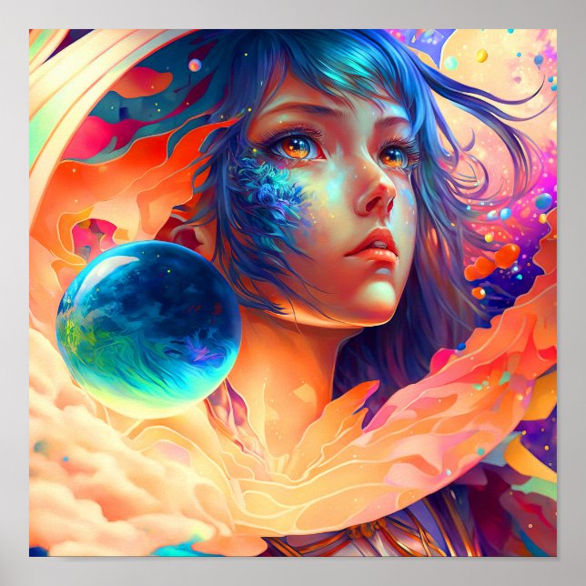 Underordnad dimensioner - färgstark lårväggskonst  poster (Framsidan)