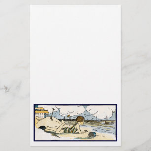 Underordnad i Beach Vintage Art Stationery Brevpapper