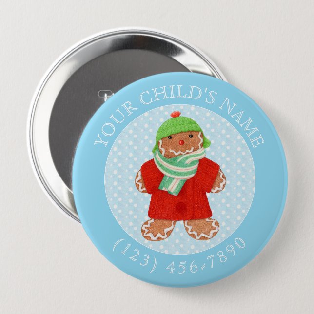 Underordnad ID-knapp för WOOLIE GINGERBRAD - blå Knapp (Framsida & baksida)