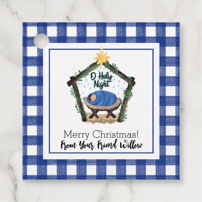 Underordnad Märkre för barngåva med vattenfärg Blu Gåvor Etiketter (Framsida)