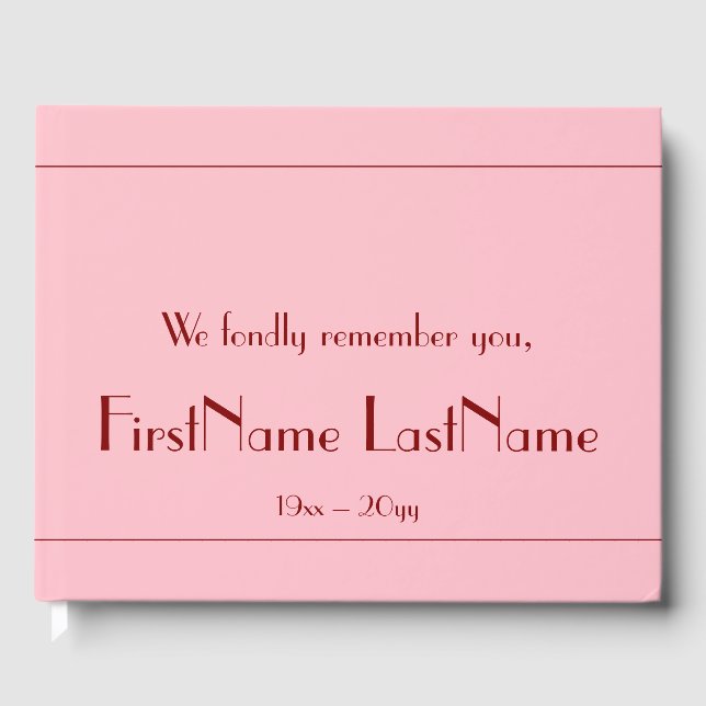 Underordnad och minimalistisk begravnings-/minnesh gästböcker (Framsida)