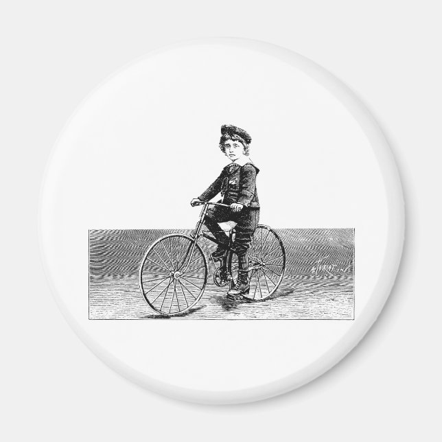 Underordnad vid Bike - Vintage Bicycle Illustratio Magnet (Framsidan)