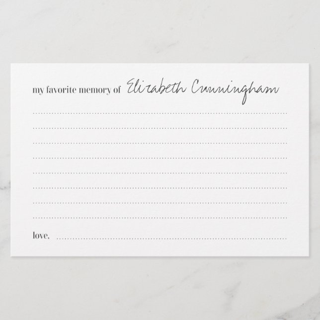 Underordnat minneskort för modern närvaro brevpapper (Framsida)