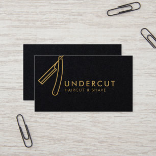 Underpris- visitkort för barberarerakknivlogotyp