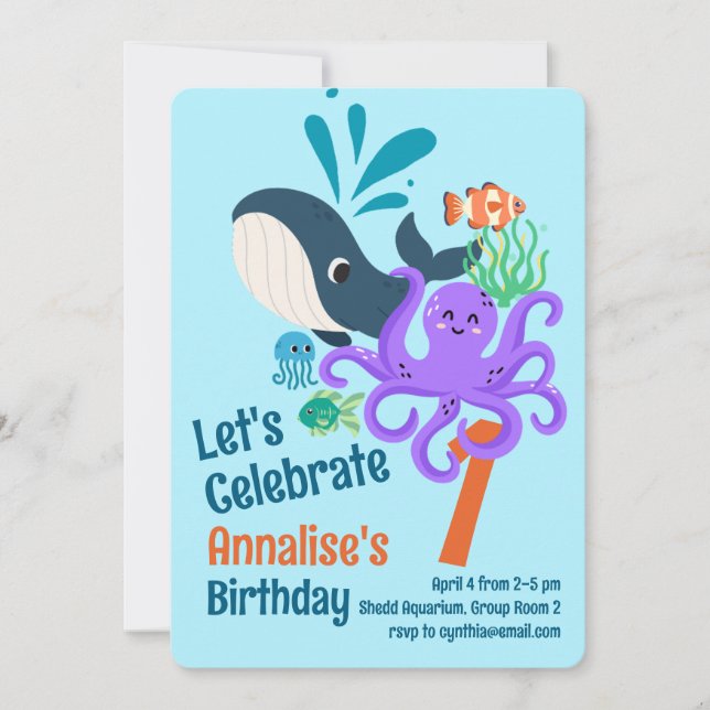 Undersea Aquarium Birthday Invitation Inbjudningar (Framsida)