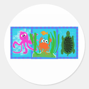 Undersea äventyr runt klistermärke