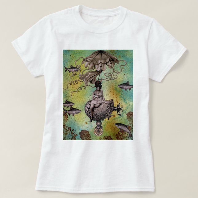 Undersea Steampunk manet Tee Shirt (Design framsida)