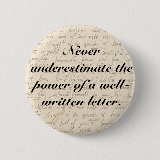 Underskatta aldrig driva av ett brev knapp (Framsida)