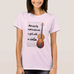 Underskatta aldrig en flicka med en fiol, musik t shirt