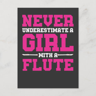 Underskatta aldrig en flicka med en flute gift-mus vykort