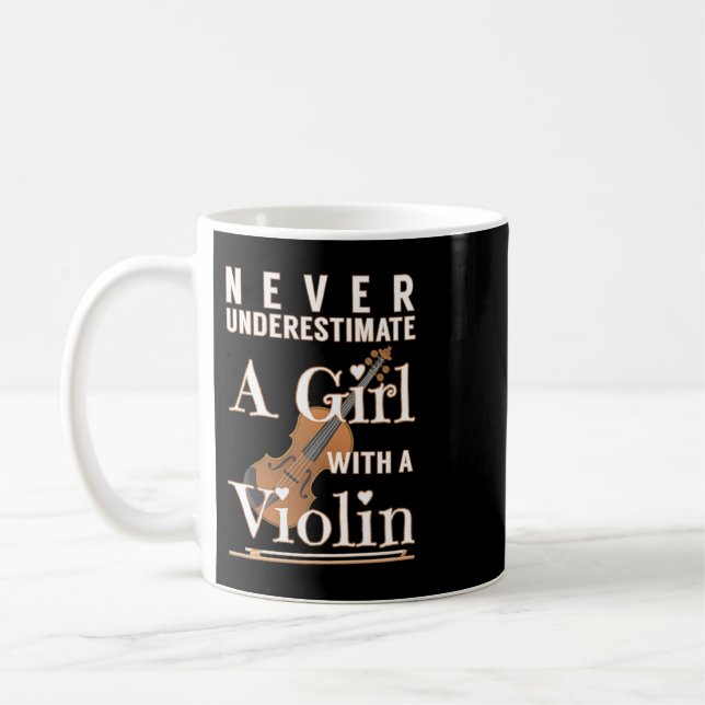 Underskatta aldrig en flicka med en violin Gift So Kaffemugg (Vänster)
