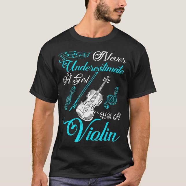 Underskatta aldrig en flicka med en violin Gift  T Shirt (Framsida)