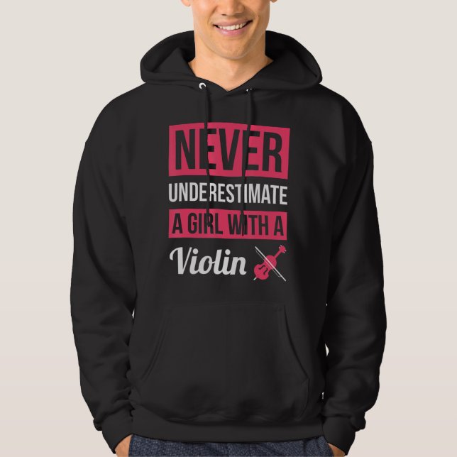 Underskatta aldrig en flicka med Violin T Shirt V Hoodie (Framsida)