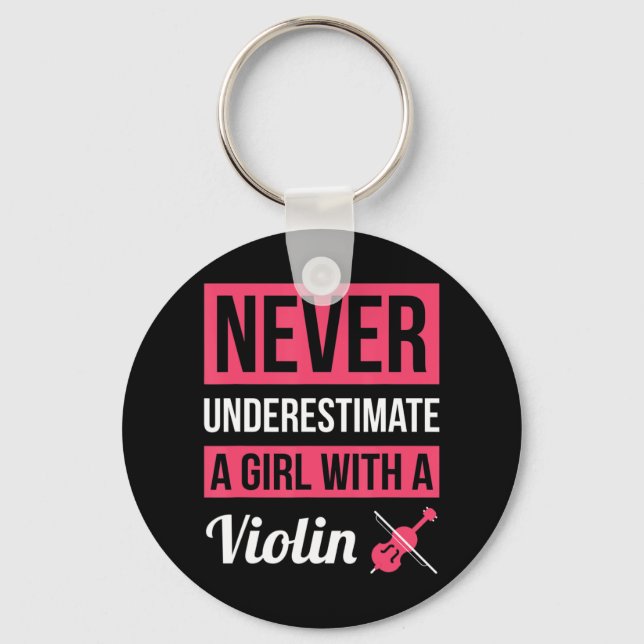 Underskatta aldrig en flicka med Violin T Shirt V Nyckelring (Framsida)