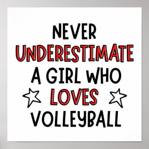 Underskatta aldrig en flicka som kärlek volleybal poster