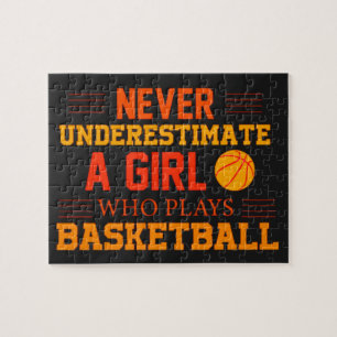 Underskatta aldrig en flicka som spelar basket  pussel