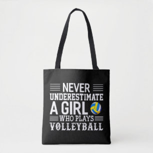 Underskatta aldrig en flicka som spelar volleyball tygkasse