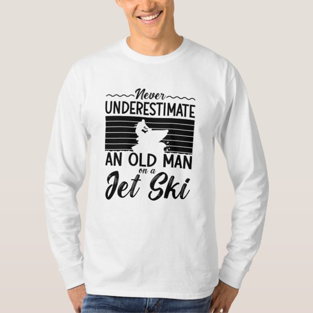 Underskatta aldrig en gammal man Jet som hoppar öv T Shirt (Framsida)